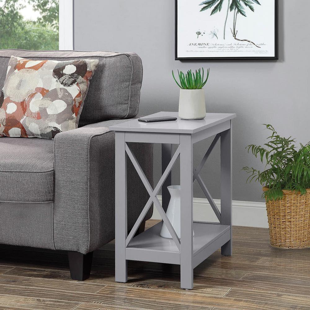 Oxford Chairside End Table with Shelf Gray