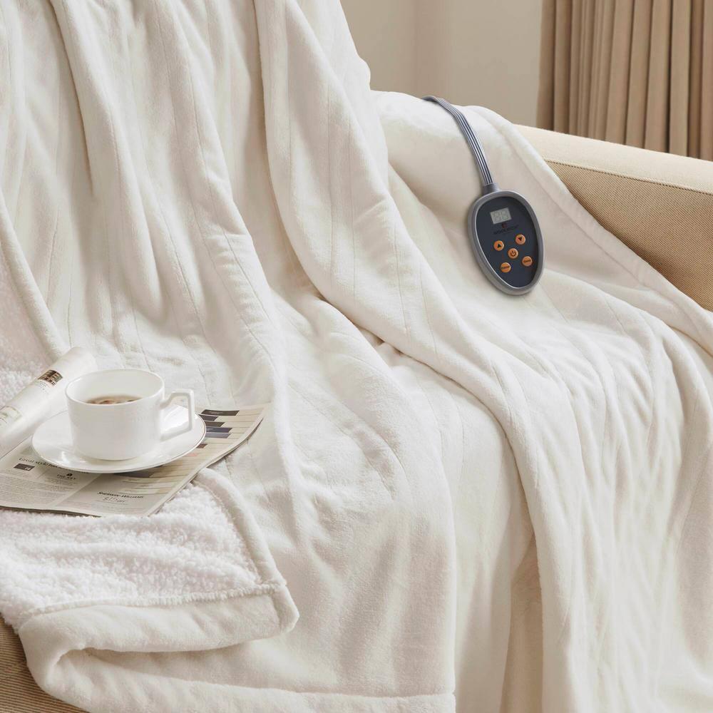 Woolrich Woolrich Heated Plush to Berber Ivory Blanket Queen
