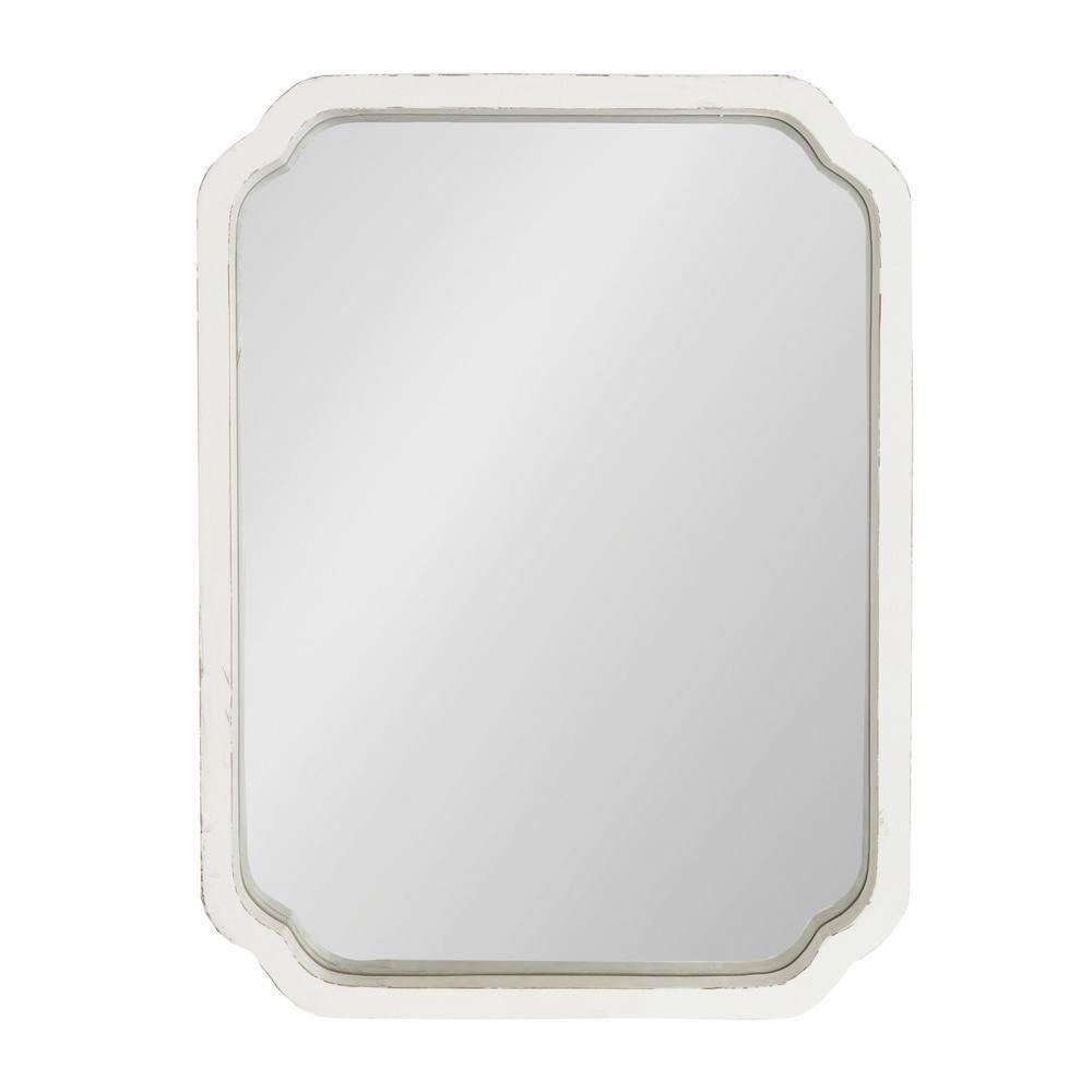 Kate & Laurel All Things Decor 18"x24" Marston Farmhouse Rectangle Wall Mirror White: No Assembly, Wood Frame, Wall Mount