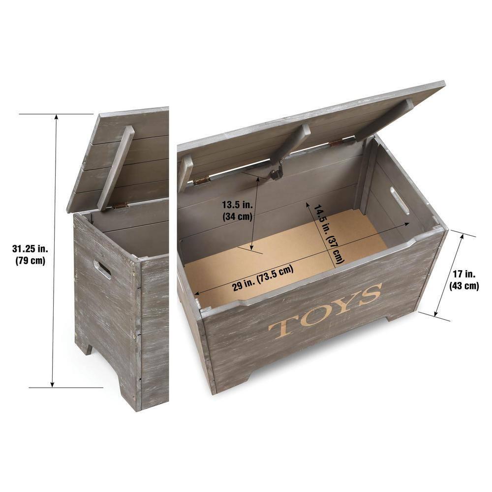 Badger Basket Solid Wood Rustic Toy Box - Gray