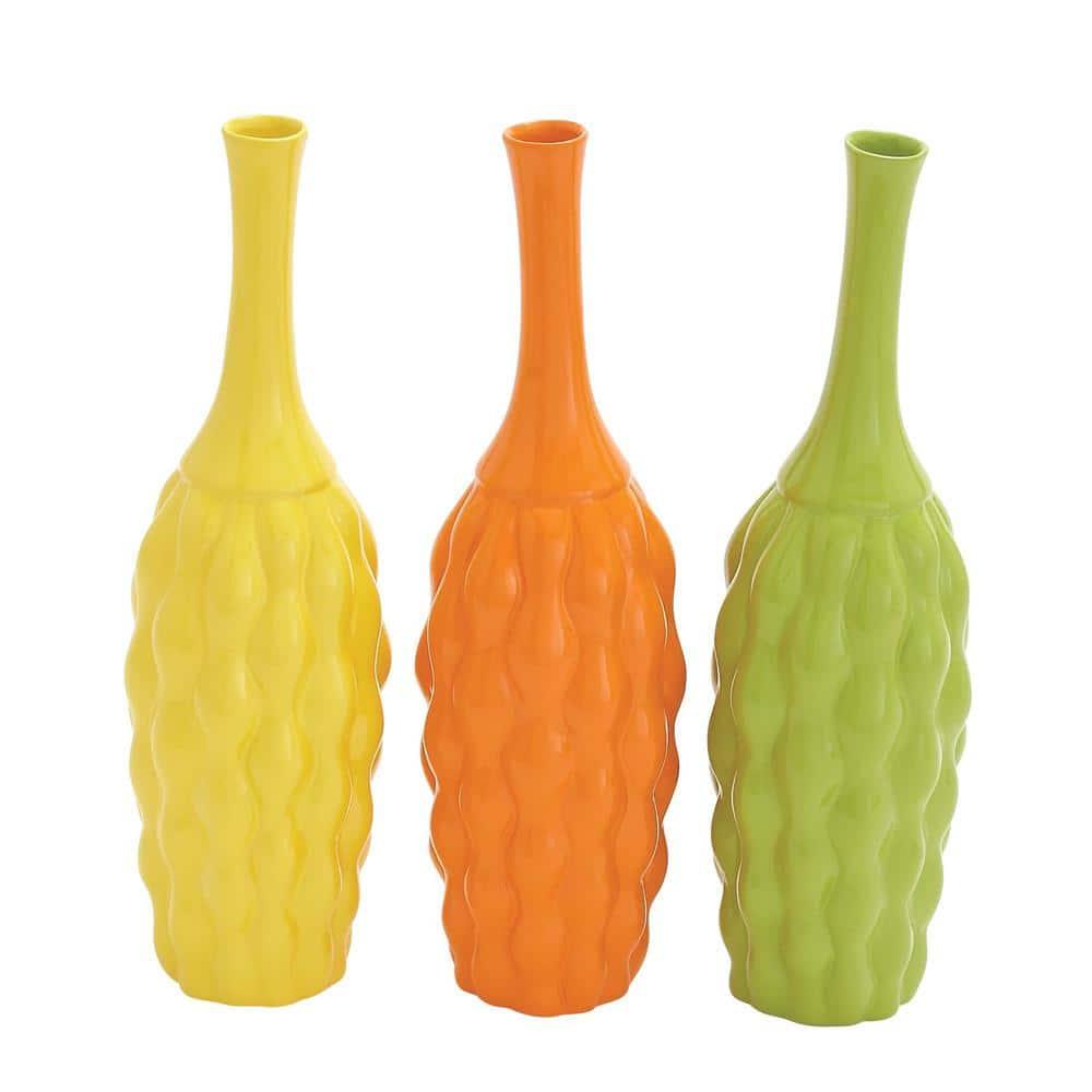 Ceramic Multi Colored Decorative Vase Set (Set of 3)
