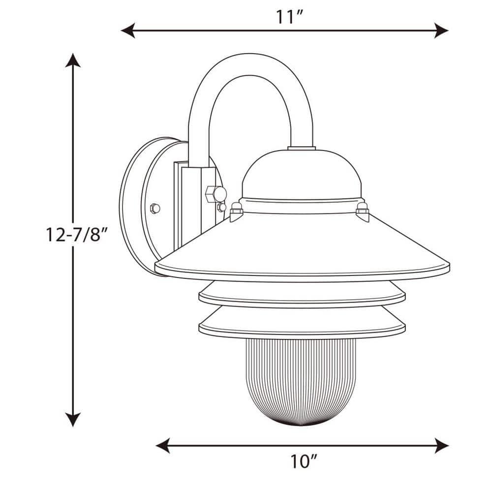 Progress Lighting Newport 1-Light Outdoor Wall Lantern, White Finish, Clear Prismatic Acrylic Shade