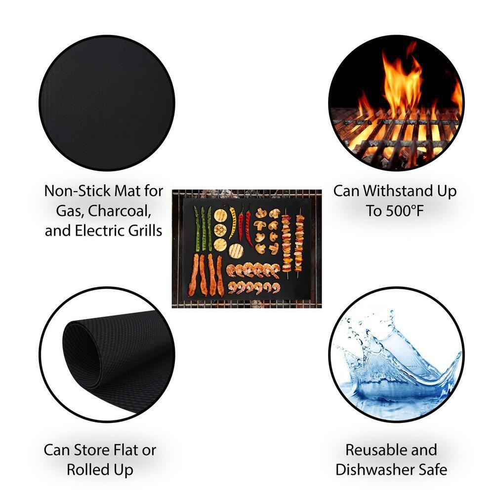 Classic Cuisine BBQ Grill Mats Set -Double-Sided, Reusable, and Nonstick Mats (Set of 2)