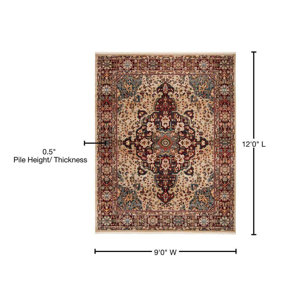 Kashan KSN305 Power Loomed Area Rug - Ivory/Red - 9'x12'6" - Safavieh