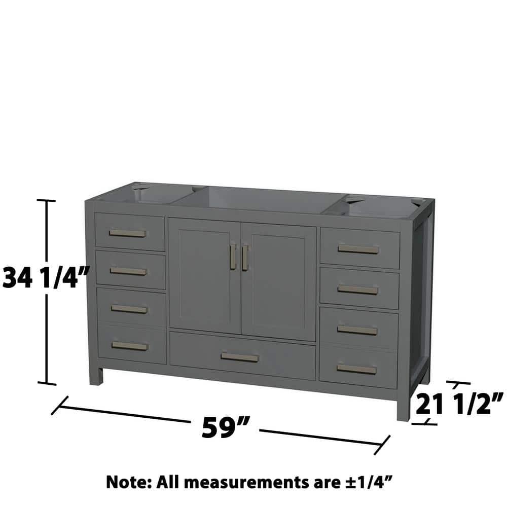 Wyndham Collection Sheffield 59" Freestanding Single Vanity Base Only