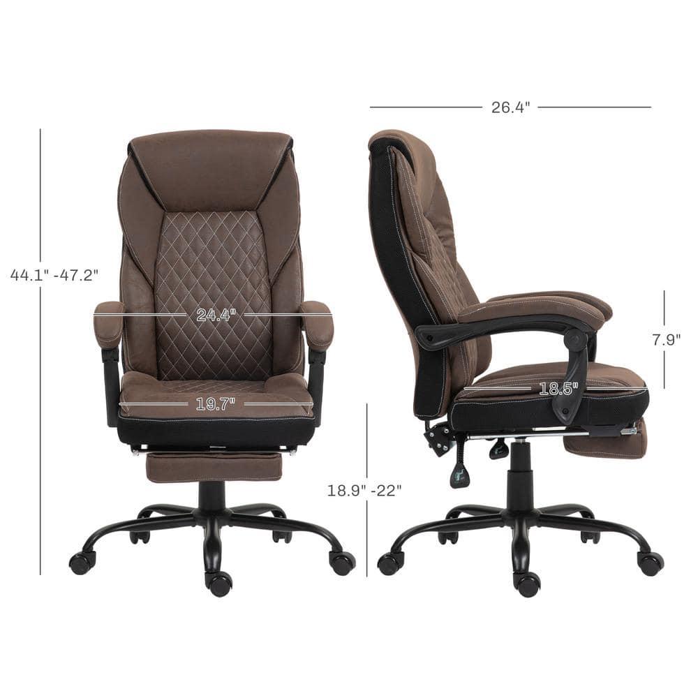 HOMCOM Executive Office Chair with Footrest, High Back Desk Chair, Reclining Swivel Chair, Height Adjustable, Dark Brown