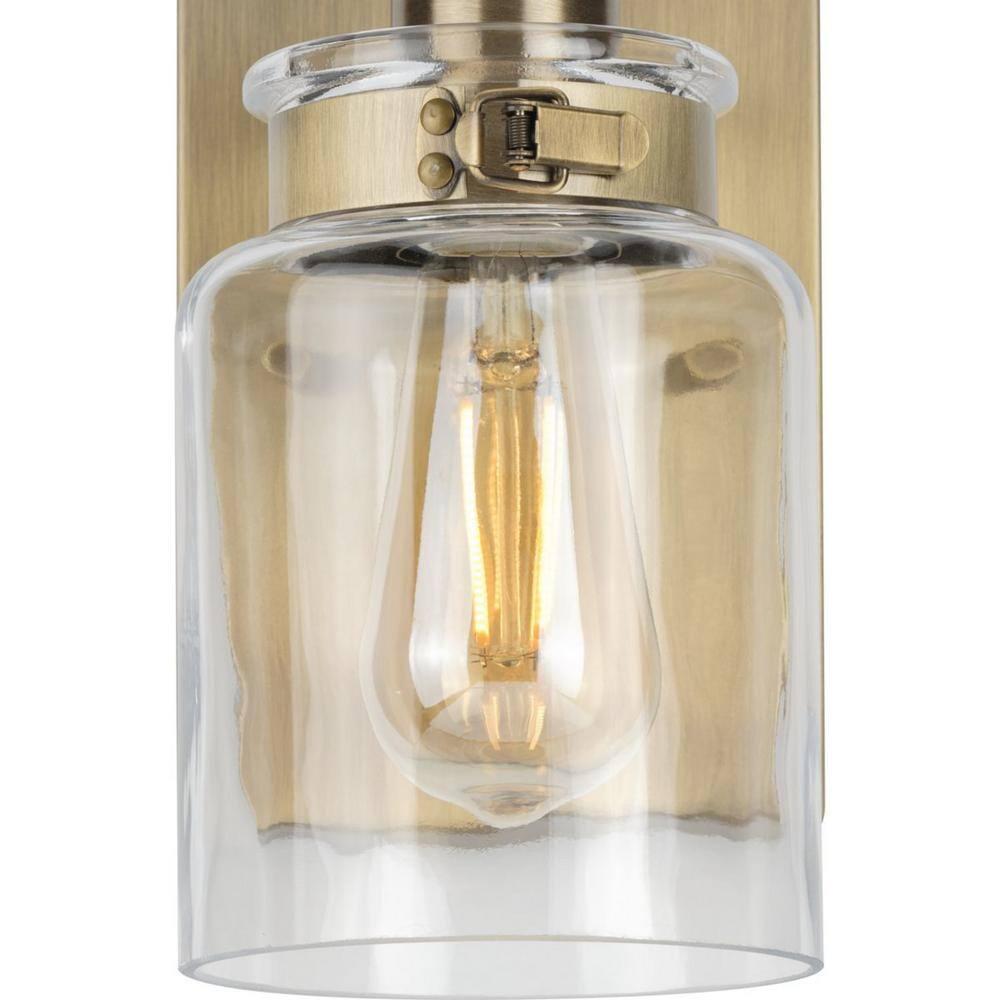 Progress Lighting, Calhoun Collection, 1-Light Bath Light, Vintage Brass, Clear Glass