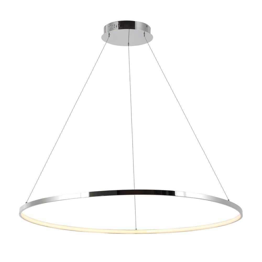 Circulo 34.88" Modern Bohemian Iron Integrated LED Pendant, Chrome