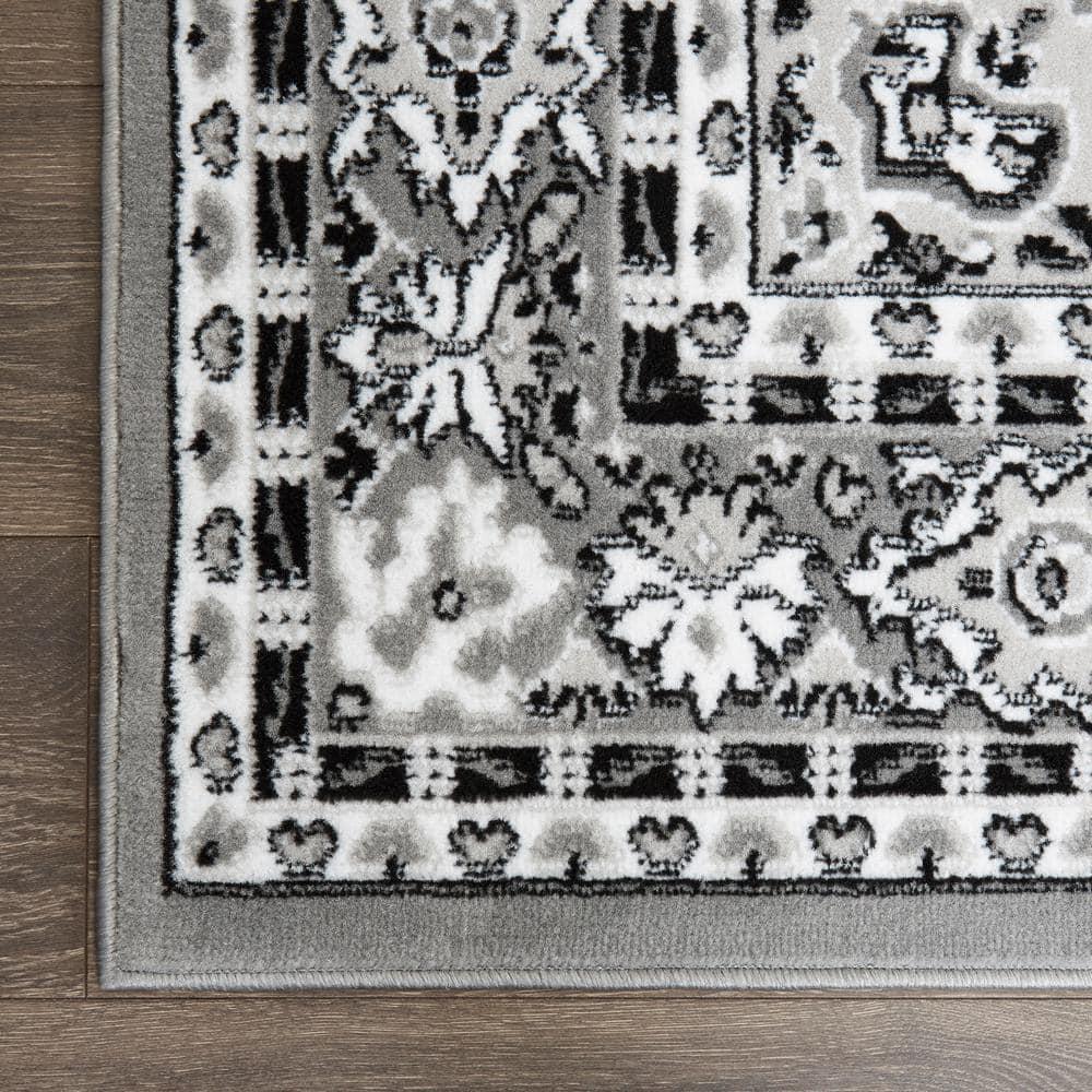 Home Dynamix Premium Sakarya Traditional Medallion Area Rug, Grey/Ivory, 9'2"x12'5"