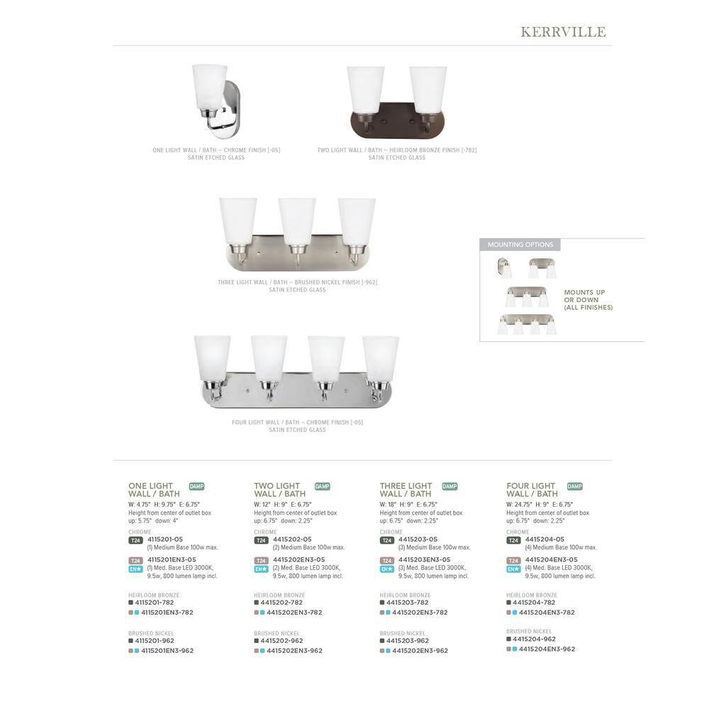 Kerrville 18 in. 3-Light Brushed Nickel Traditional Transitional Bathroom Vanity Light with Satin Etched Glass Shades