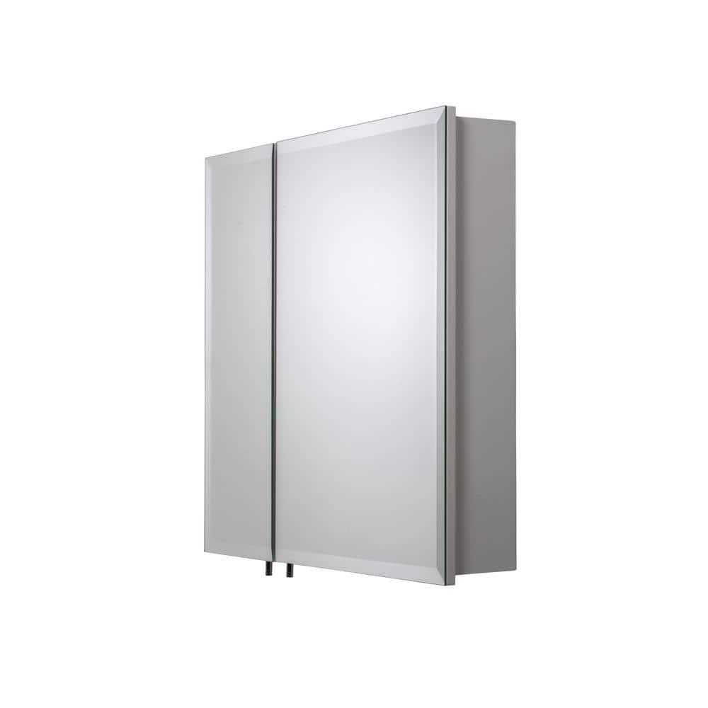 Croydex Wellington Double Door Aluminium Bathroom Medicine Cabinet in White (24x24in)