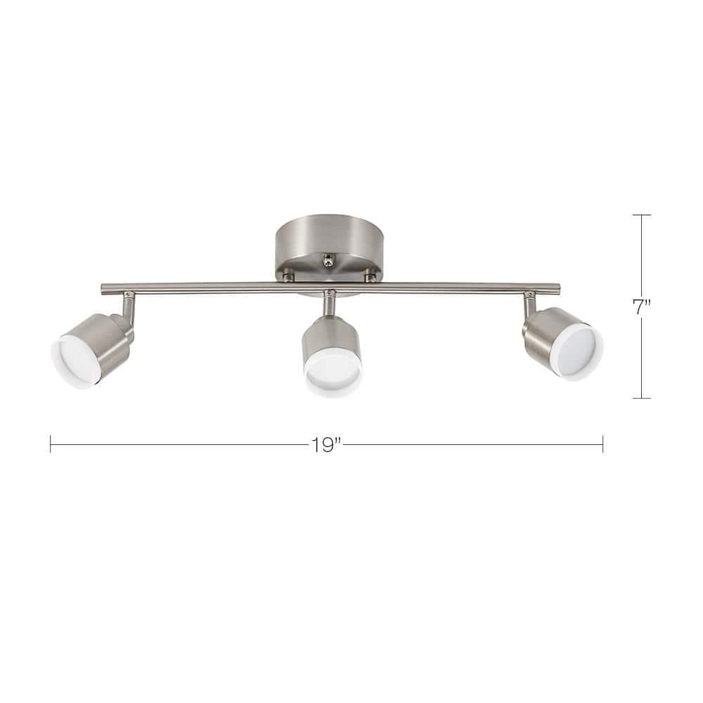 Hampton Bay 19 in. 3-Light Brushed Steel Integrated LED Track Lighting Kit