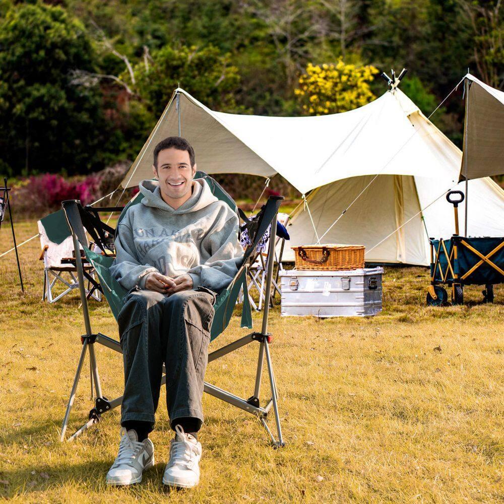 Green Folding Camping Chair with Carrying Bag