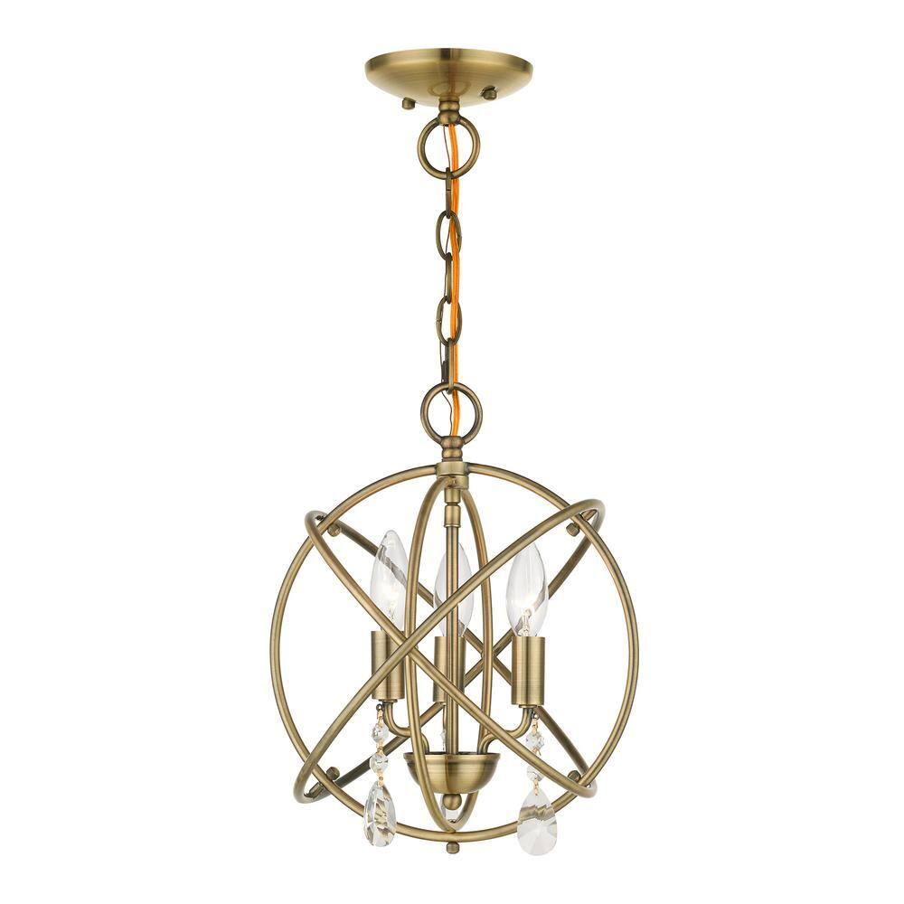 Livex Lighting Aria 3 - Light Chandelier in  Antique Brass