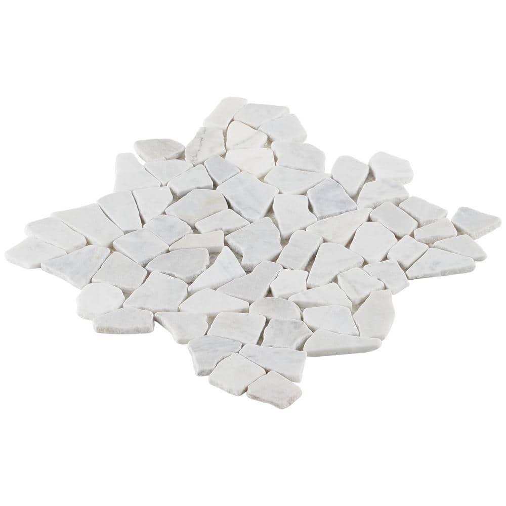 Countryside Carrara Tumbled 11.81 in. x 11.81 in. Natural Marble Floor and Wall Mosaic Tile