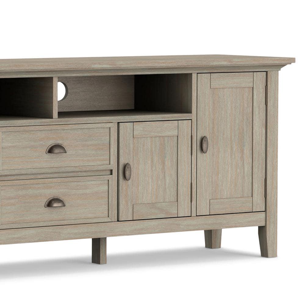 Redmond SOLID WOOD 72 inch TV Media Stand in Distressed Grey For TVs up to 80 inches