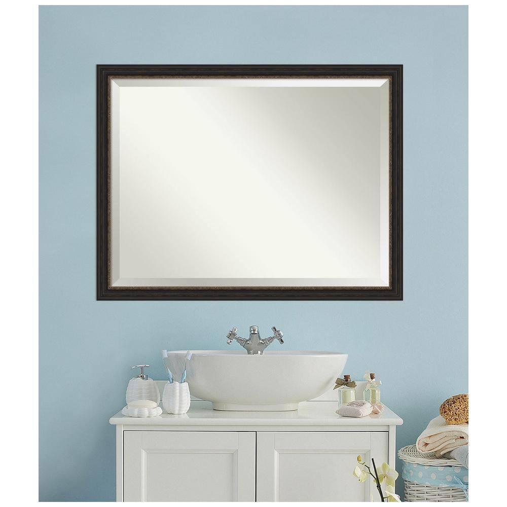 Amanti Art Accent 43.5-Inches x 33.5-Inches Framed Rectangle Bathroom Vanity Mirror ( Burnished Bronze )