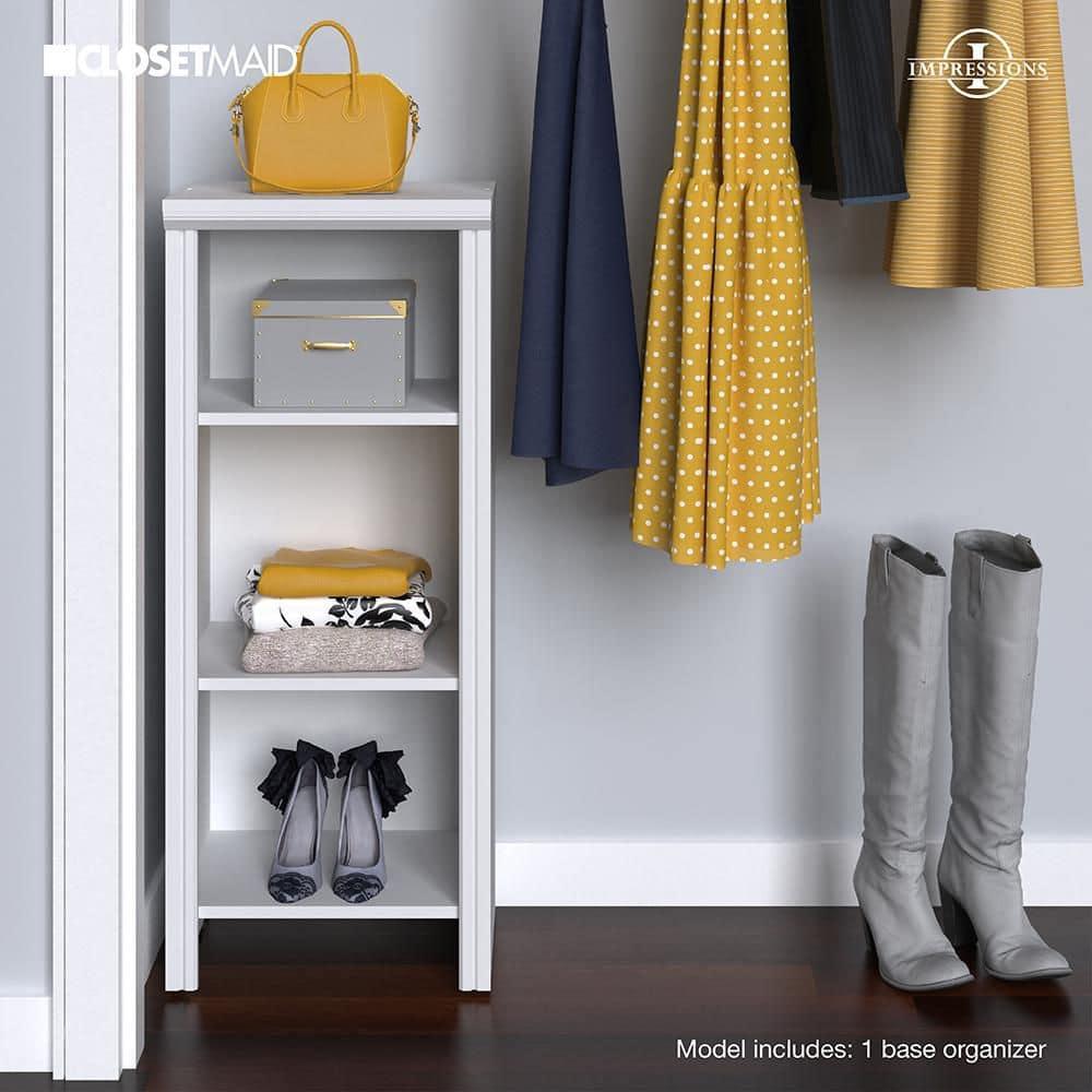 White Laminate Freestanding Walk-In Closet Tower Unit with Shelves