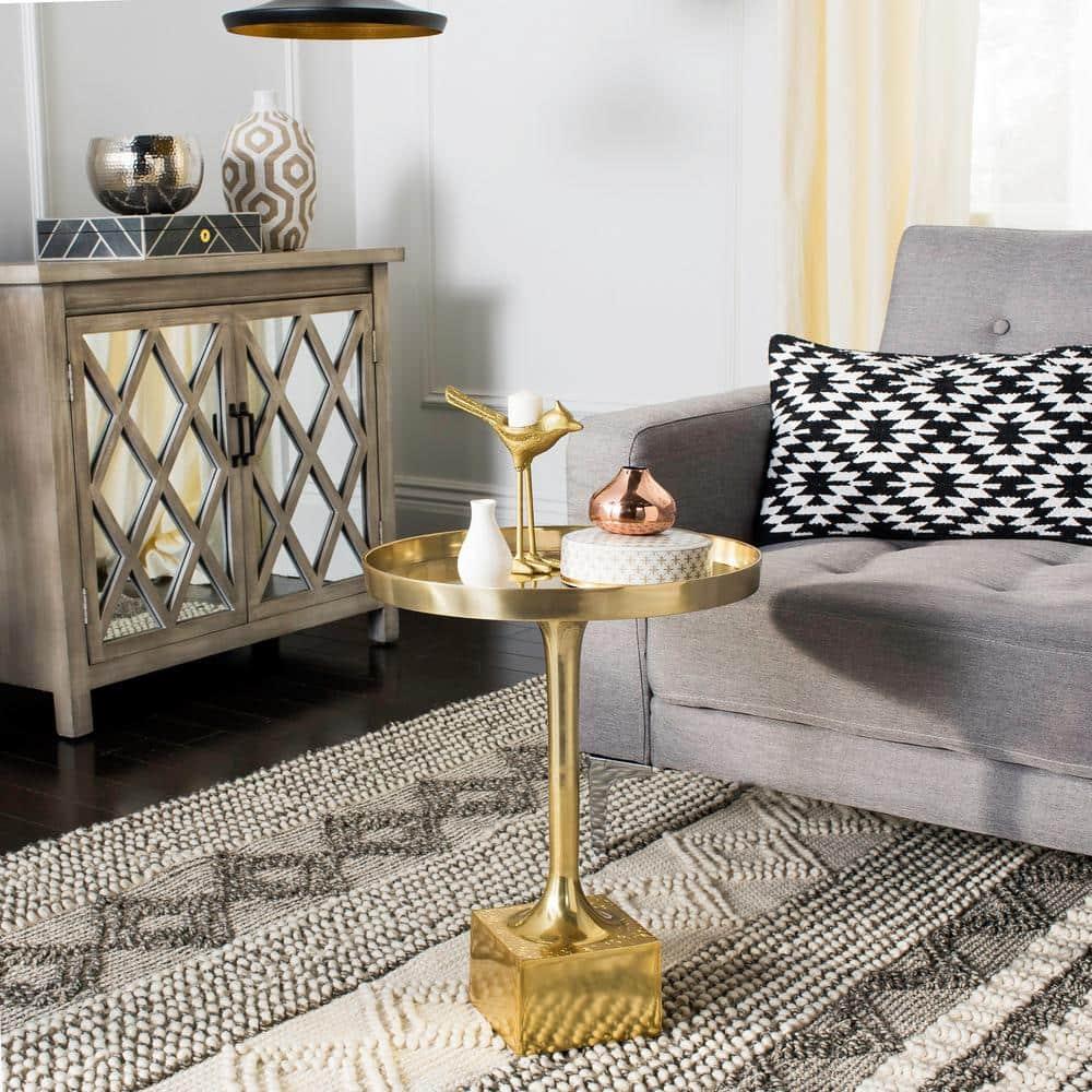 Corvus Round Side Table - FOX5519A - Antique Brass - Safavieh Couture