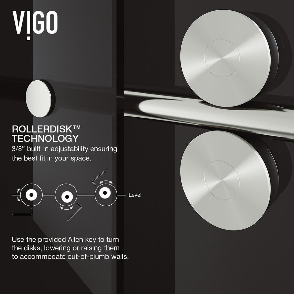 Elan 68-72" W x 74" H Sliding Frameless Shower Door with 3/8" Tinted Glass