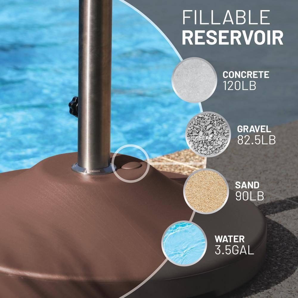 US Weight Fillable 120lb Capacity Free Standing Patio Umbrella Base