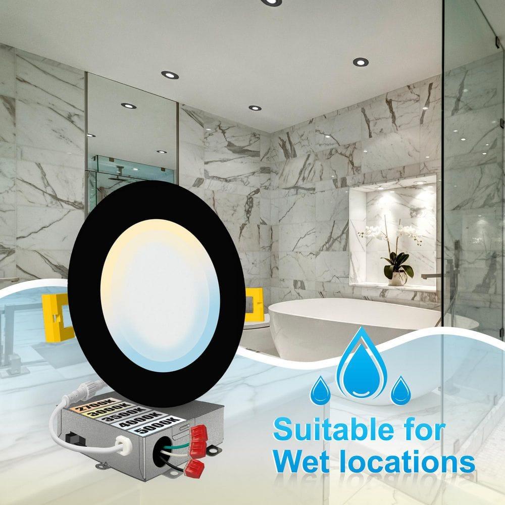 Panel Downlight 6'' Selectable Color Temperature Dimmable Air-Tight IC Rated LED Canless Recessed Lighting Kit