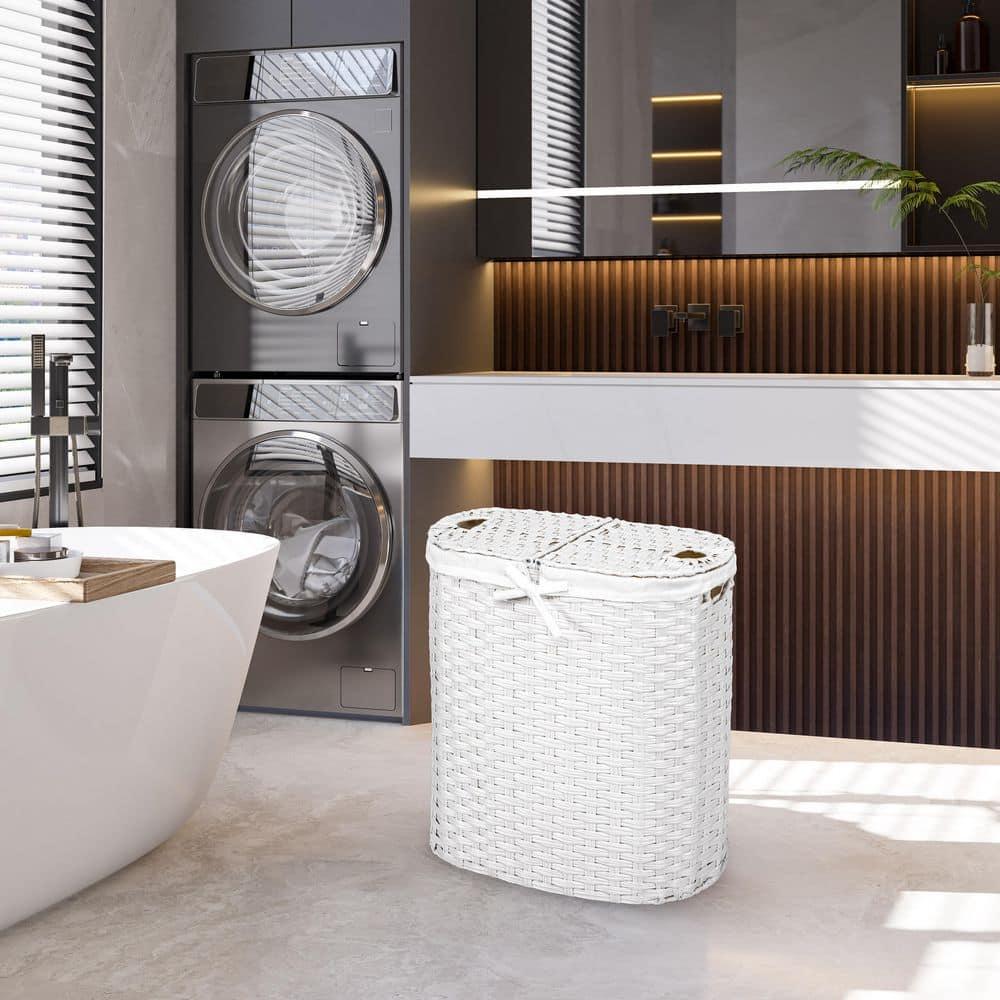 Handwoven Double Lidded Oval Hamper Sorter