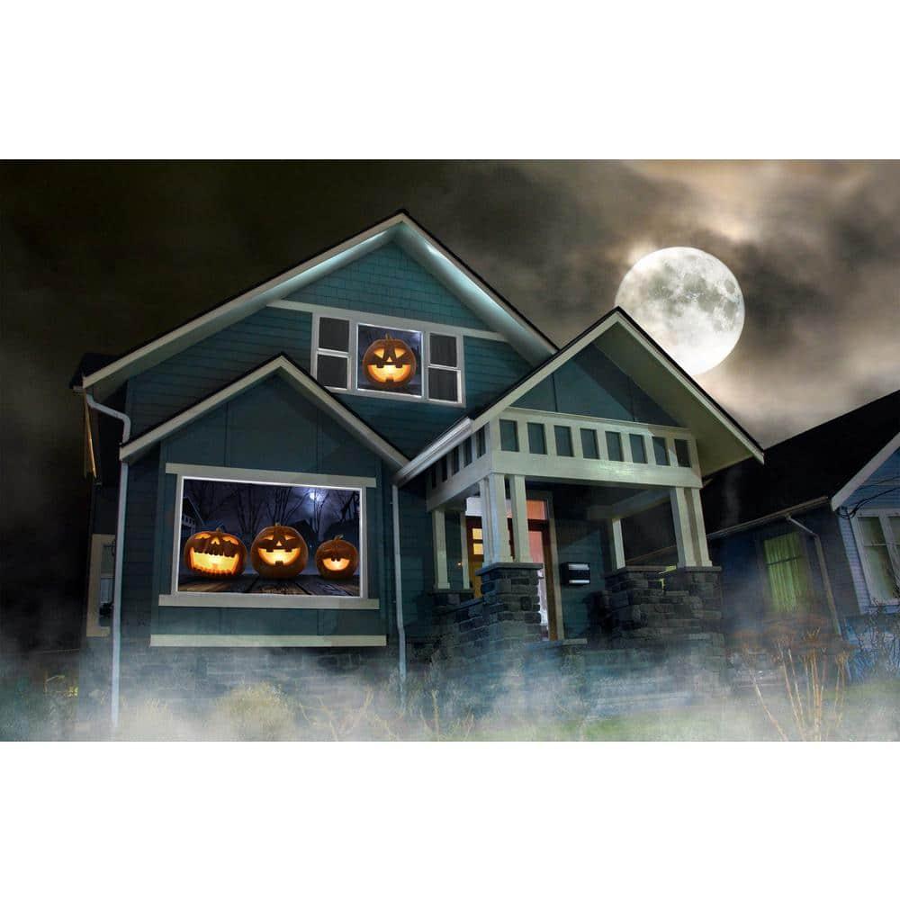 HoliScapes® USB Projector Kit - AtmosFX Jack-O-Lantern Jamboree USB + Projector + 48" x 72" Large White Holographic Screen