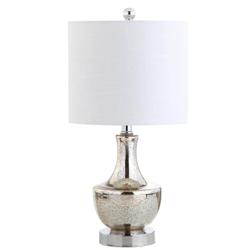 JONATHAN  Y Colette Mini Glass Transitional/Glam 20-in Silver LED Incandescent Rotary socket Table Lamp with Linen Shade