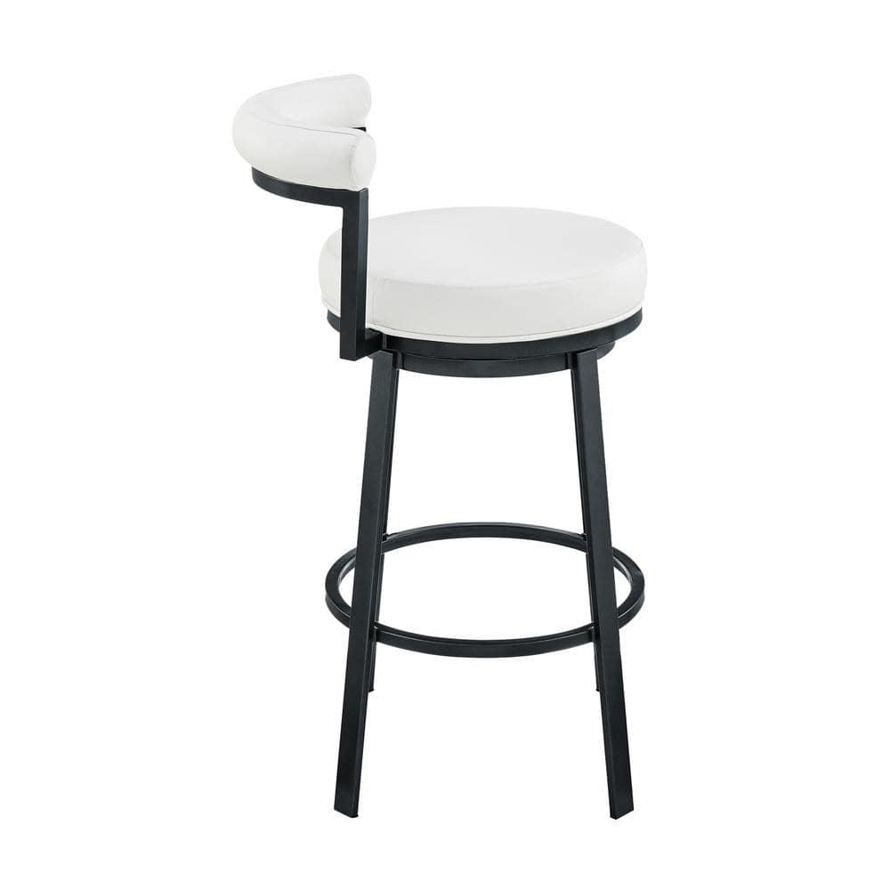 Armen Living Indoor Natya Swivel Counter or Bar Stool in Mocha Finish with Brown Faux Leather