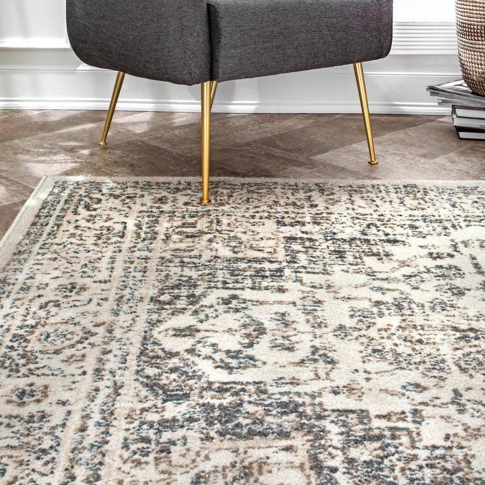 Nuloom Tanith Medallion 2x3 Accent Indoor Area Rug for Living Room Bedroom Dining Room Entryway Kitchen, Cream/Grey