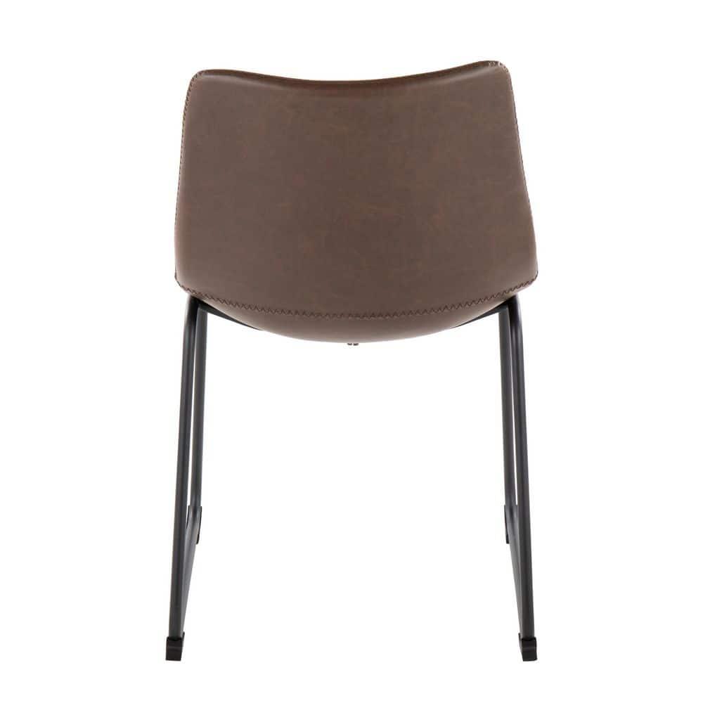Duke Espresso Faux Leather Upholstered Side Chair with Metal Legs