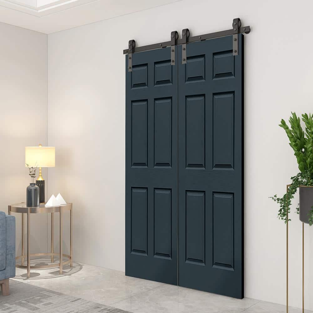 Calhome Paneled MDF Composite Double Bifold Barn Doors with Installation Hardware Kit