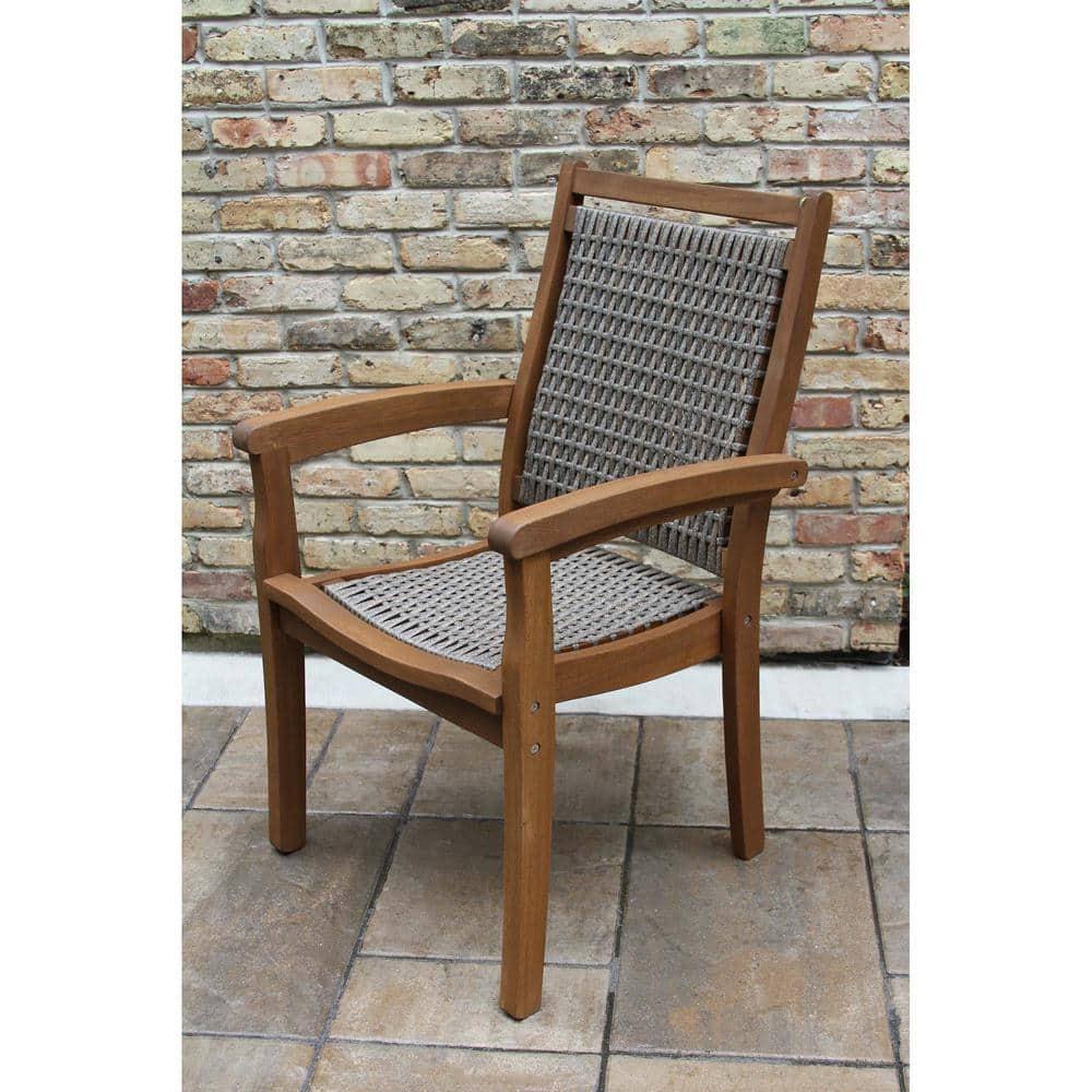 Havenside Home Eilaf Driftwood Grey Wicker & Eucalyptus Stacking Armchair - N/A