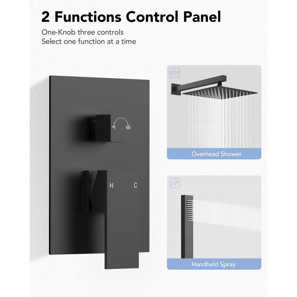 EVERSTEIN Shower Faucet Set 10 inch CUPC Shower System with Handheld Spray Wall Mounted Rain Shower Head Trim Kit with Upgraded Valve, Matte Black