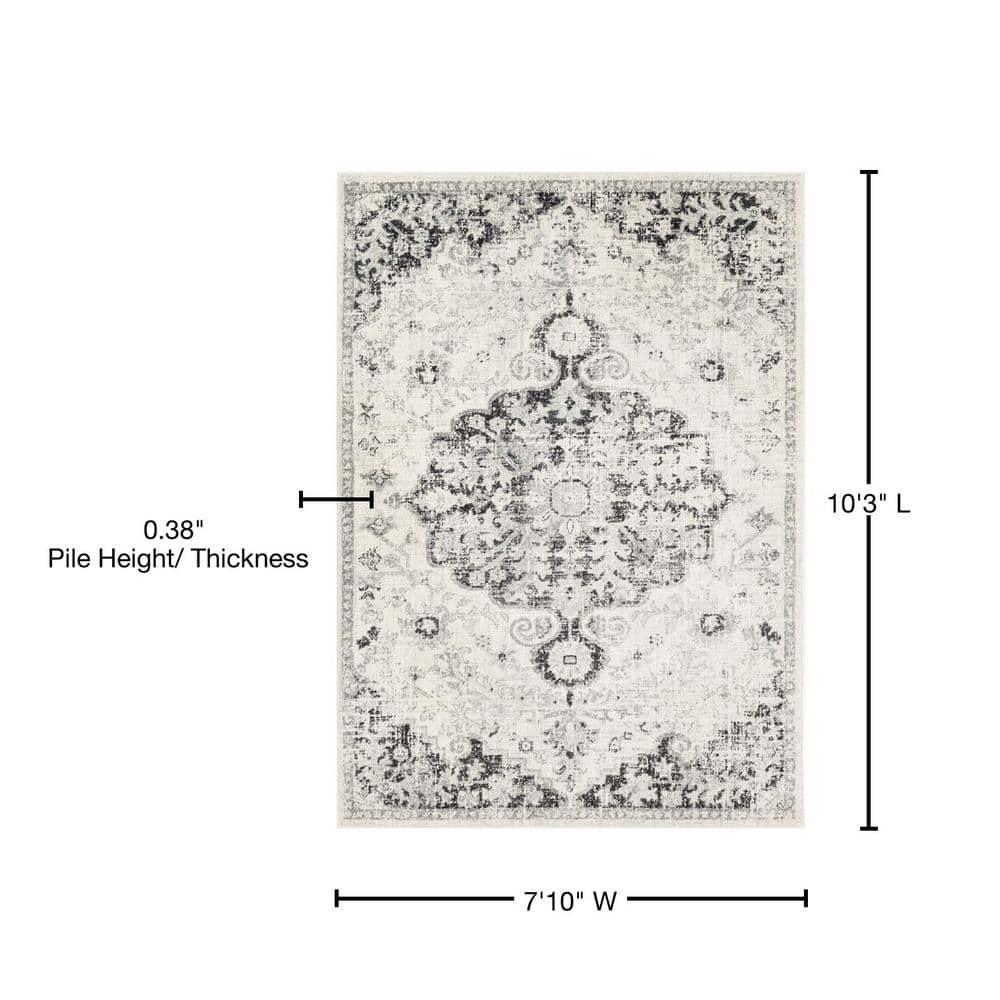 Livabliss Harput Vintage Medallion Area Rug,7'10" x 10'2",Charcoal
