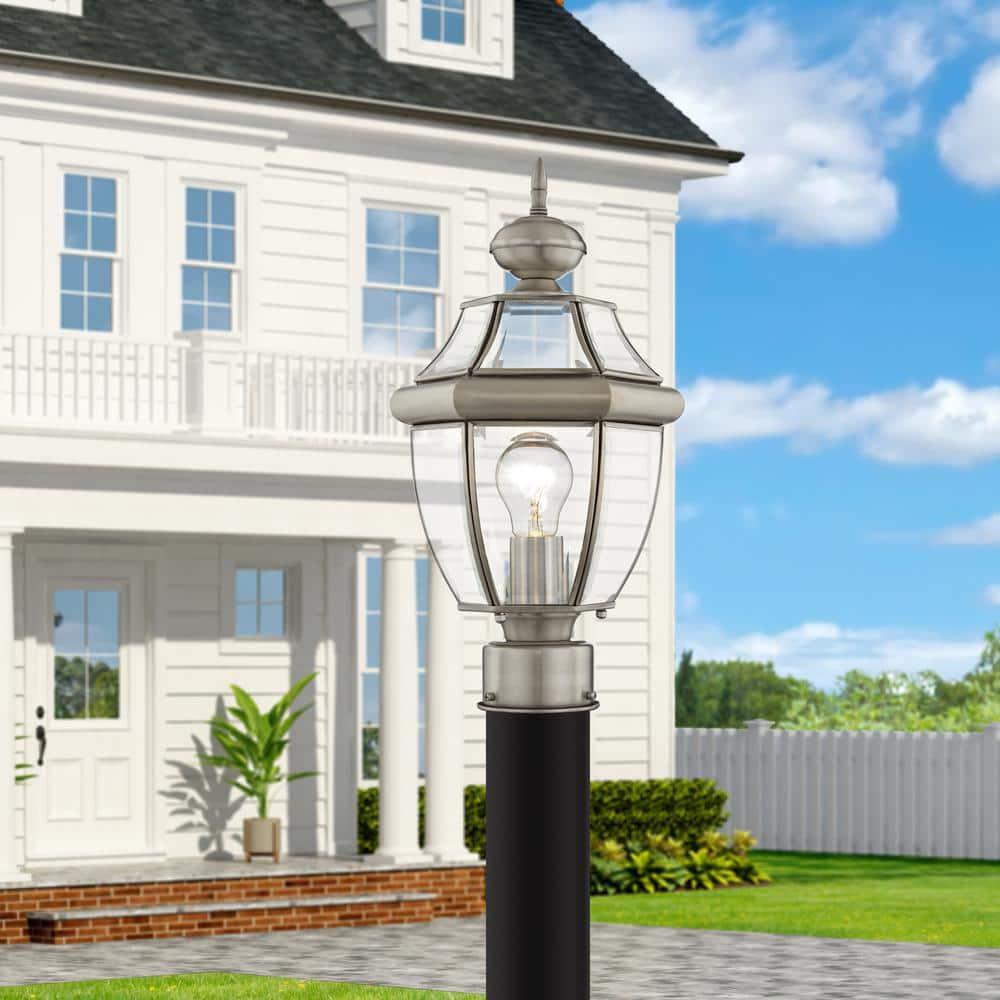 Lighting Lumens Outdoor Post Lantern Pendant Lighting Fixture - with Clear Glass Shade