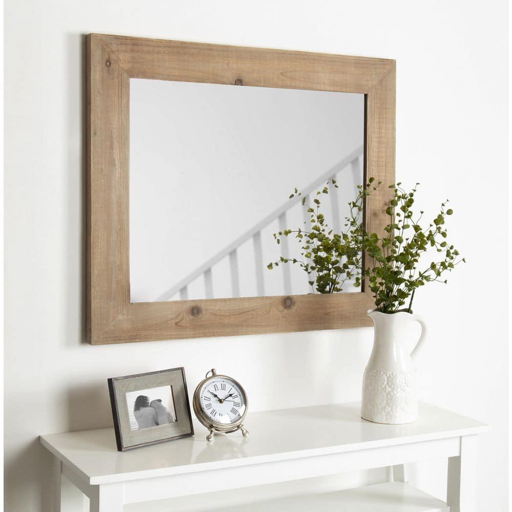 30" x 36" Garvey Wood Framed Wall Mirror Rustic Brown - Kate and Laurel