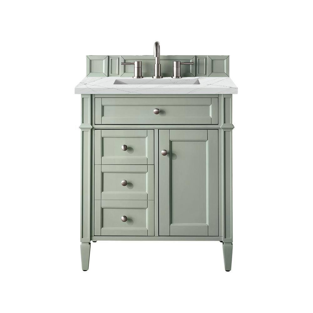Sage Green Plywood Transitional Single Vanity with Backsplash