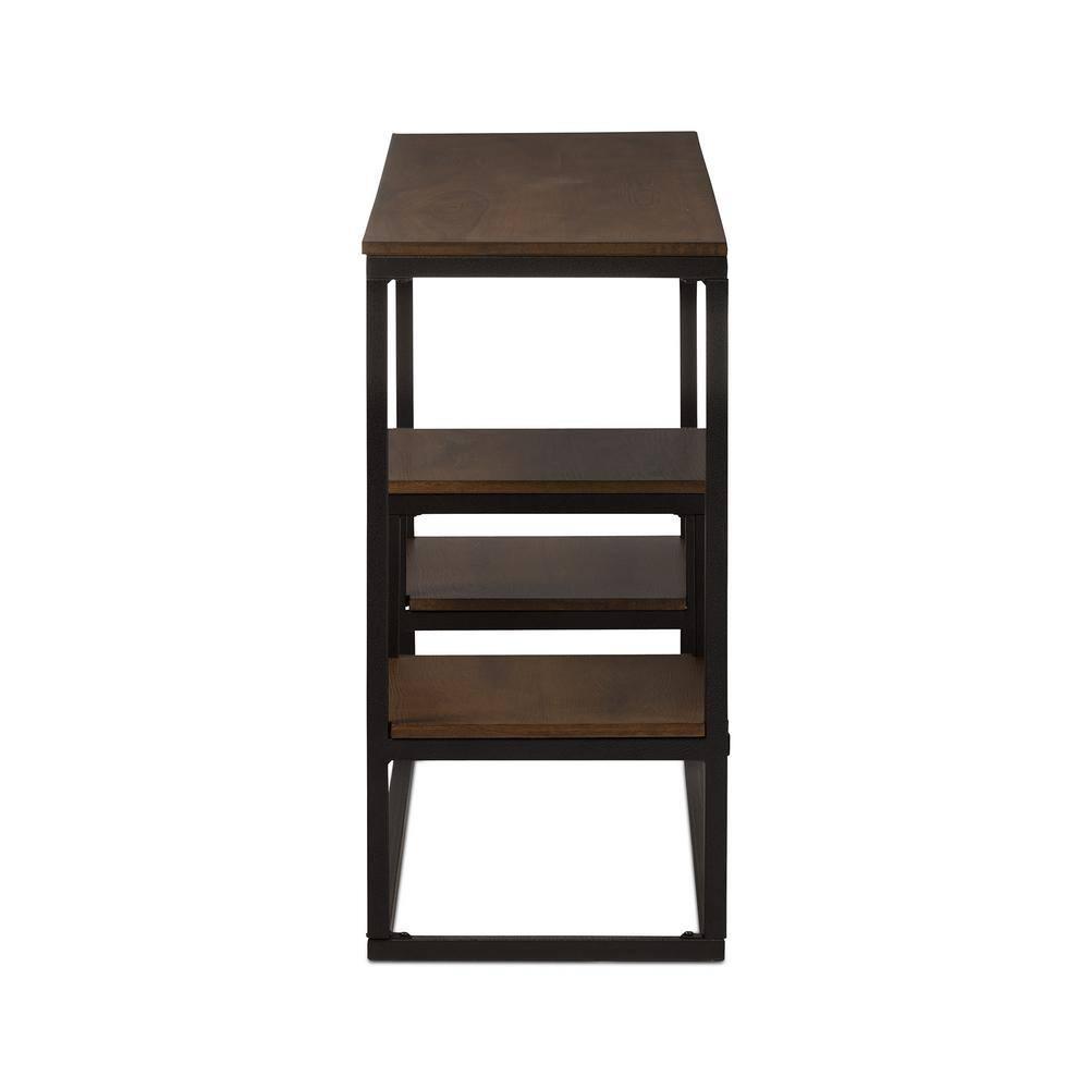 Doreen Rustic Industrial Style Antique Textured Finished Metal Distressed Wood Console Table - Black - Baxton Studio