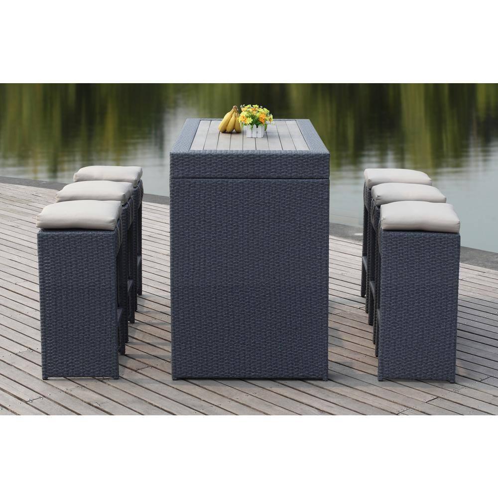 Sanders Bar Set - Indoor/Outdoor - PAT2502 - Titanium/Sand - Safavieh