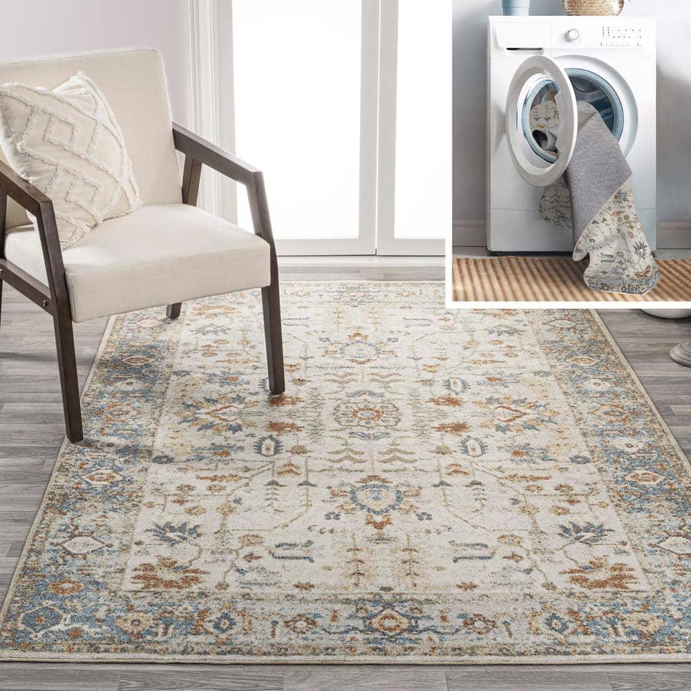 JONATHAN Y Hiero Persian Border Low-Pile Machine-Washable Cream/Terra 8 ft. x 10 ft. Area Rug