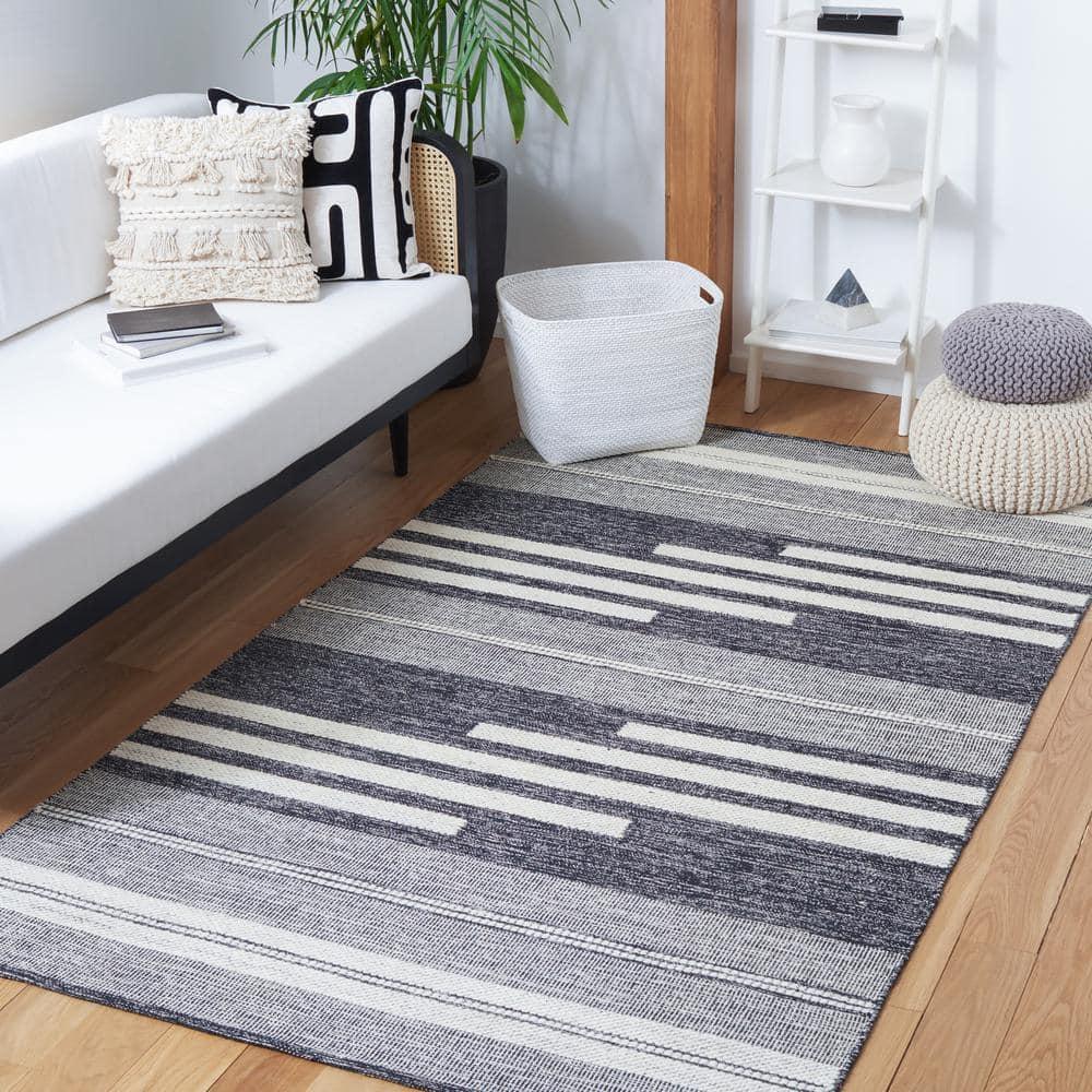 SAFAVIEH Striped Kilim Ombre Striped Area Rug, Ivory/Black, 9' x 12'