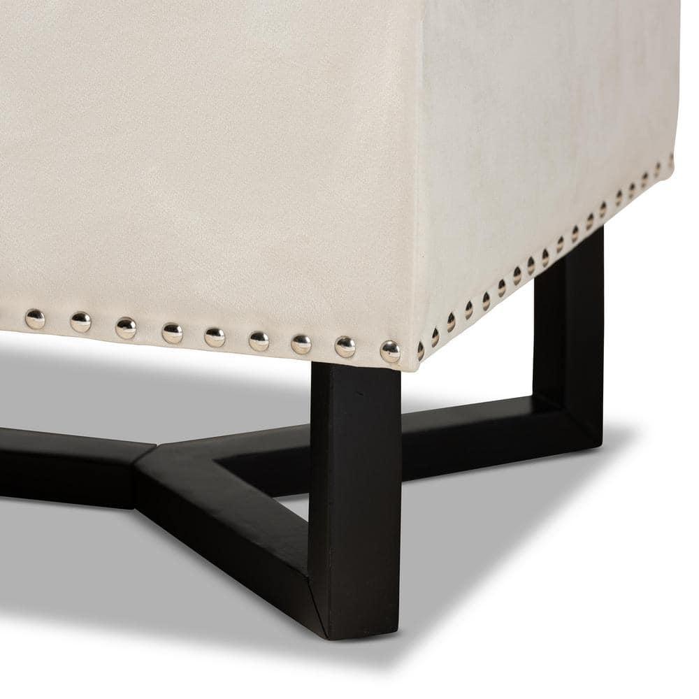Esther Modern and Contemporary Beige Velvet Fabric Upholstered and Wood Storage Ottoman