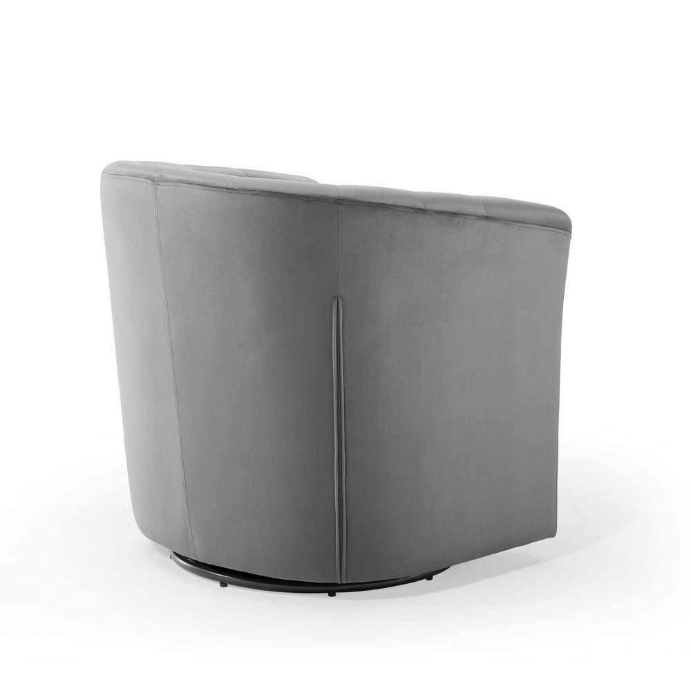 Modway Prospect Tufted Performance Velvet Swivel Armchair in Light Gray