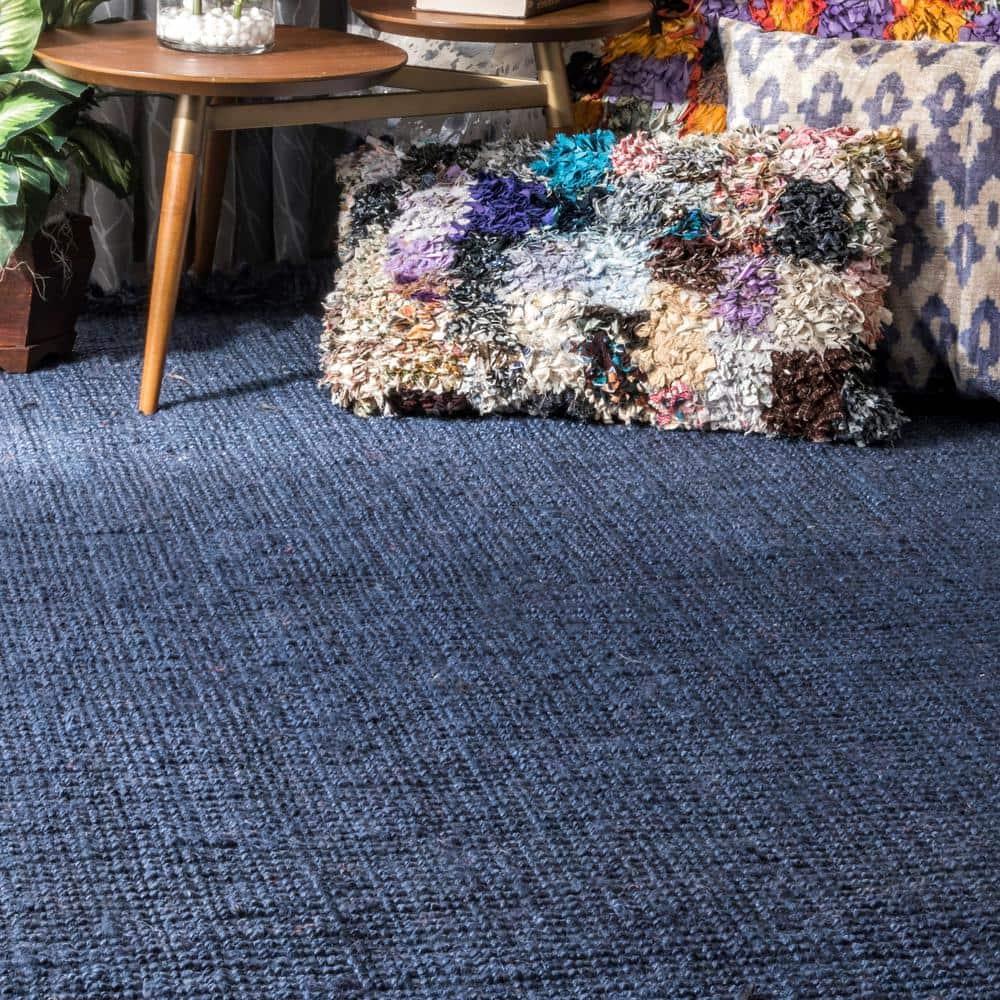 nuLOOM Daniela Chunky Jute Navy 5' x 7' 6" Farmhouse Area Rug