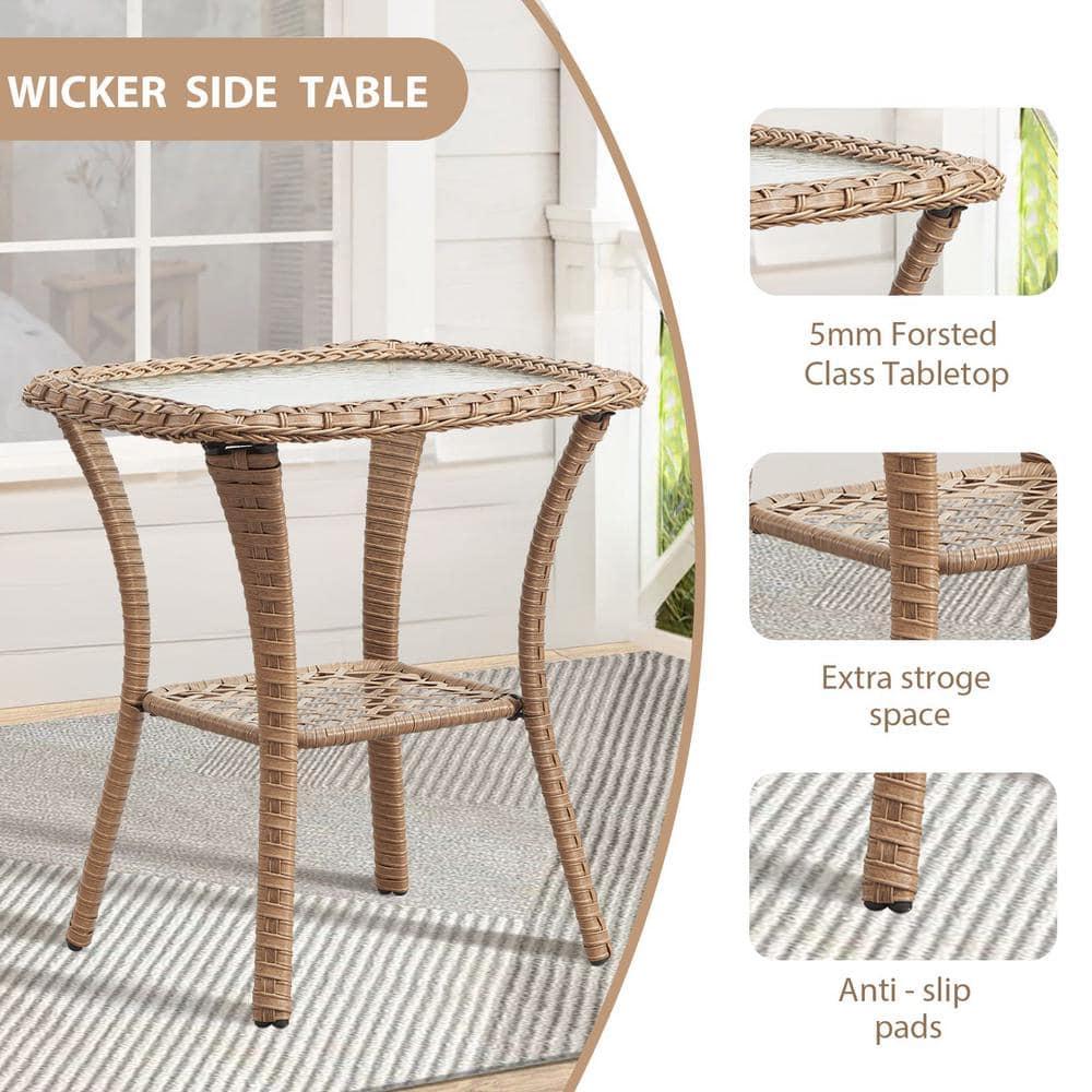 Carolina Square Glass Outdoor Side Table