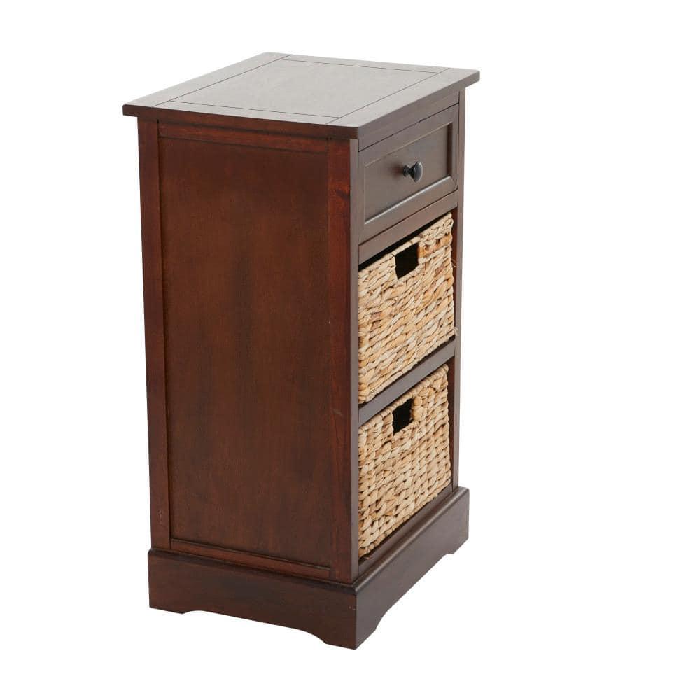 Wooden Side Chest with Wicker Drawers Brown - Olivia & May