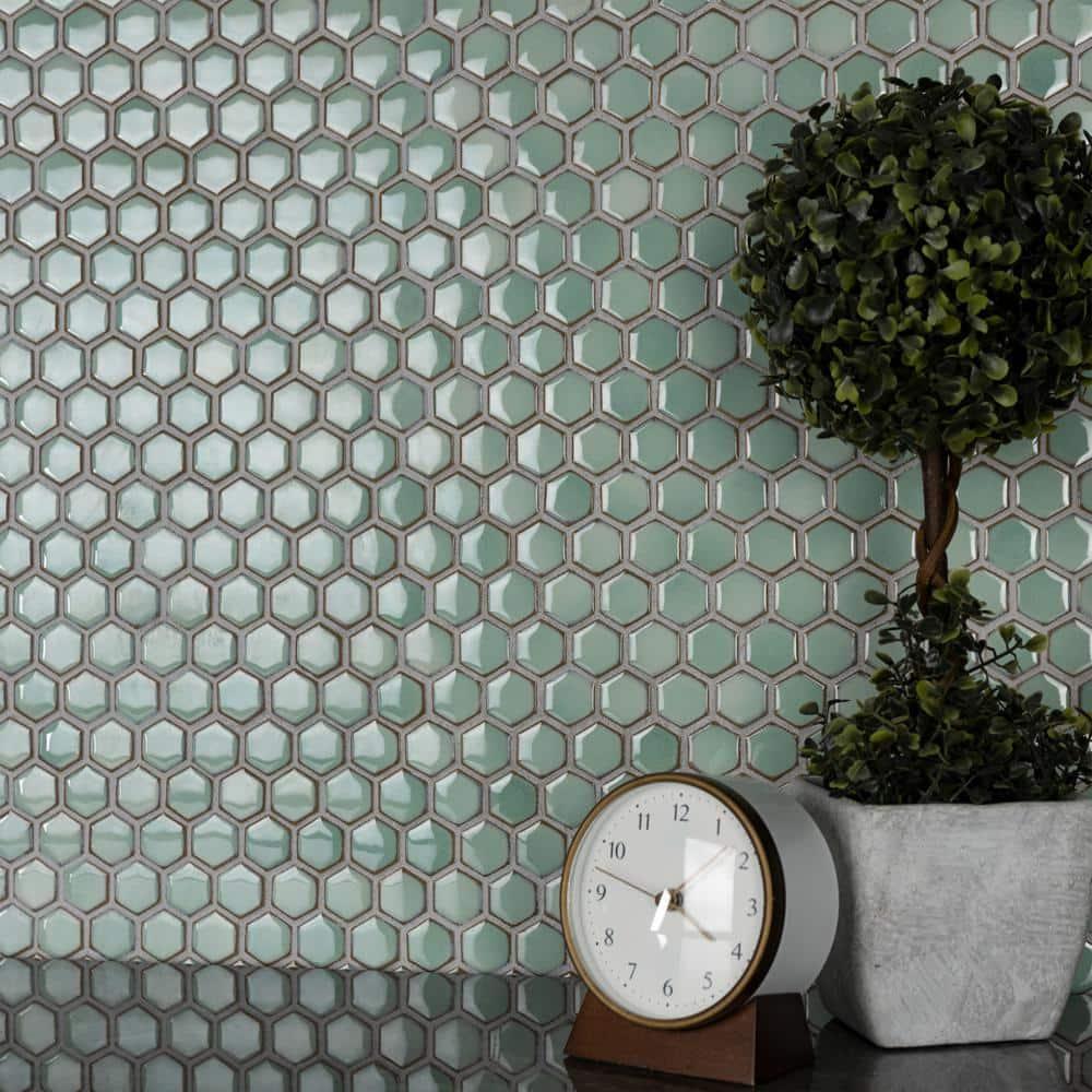 Hudson 1" Hex 11-7/8 " x 13-1/4 " Porcelain Mosaic Floor and Wall Tile