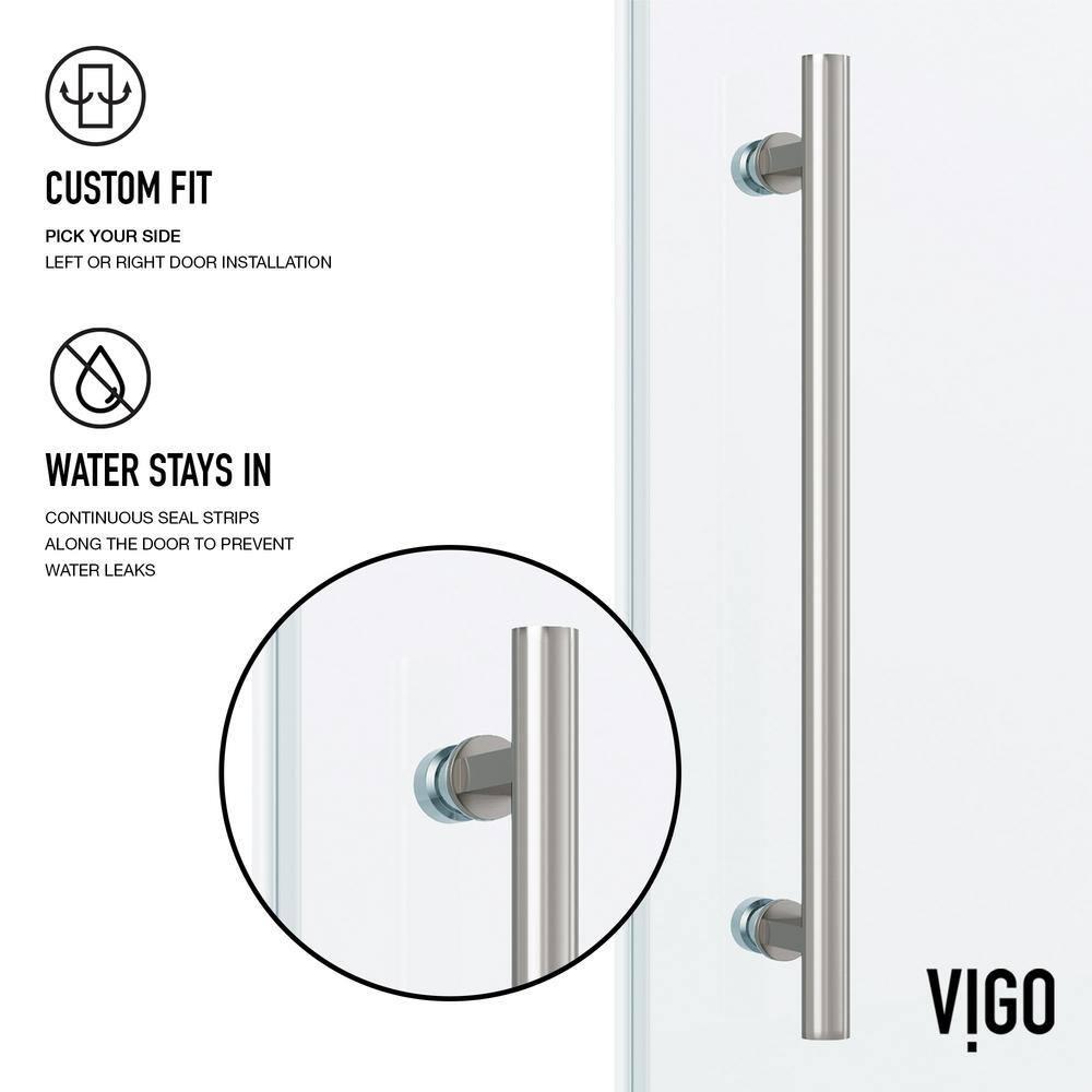 Elan 56-60" W x 74" H Sliding Frameless Shower Door with 3/8" Clear Glass